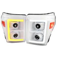 Spec'D Tuning Products - Spec-D 2011-2016 Ford F-250/F-350/F-450/F-550 Switchback Sequential LED C-Bar Projector Headlights (White Housing/Clear Lens) - Image 1