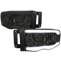 Spec'D Tuning Products - Spec-D 2002-2005 Dodge RAM 1500 /2003-2005 Dodge RAM 2500/3500 LED Tube Factory Style Headlights (Chrome Housing/Smoke Lens) - Image 1