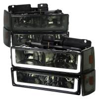 Spec'D Tuning Products - Spec-D 1988-1993 Chevrolet/GMC C10 C/K Sierra Tahoe LED Tube Factory Style Headlights with Bumper & Corner Lights (Chrome Housing/Smoke Lens) - Image 1