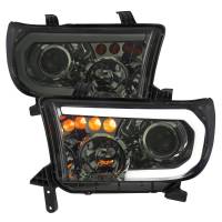 Spec'D Tuning Products - Spec-D 2007-2013 Toyota Tundra/2008-2017 Sequoia Retro Style LED Tube Projector Headlights with LED Turn Signals (Chrome Housing/Smoke Lens) - Image 1
