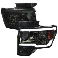 Spec'D Tuning Products - Spec-D 2009-2014 Ford F-150 LED Tube Factory Style Headlights (Chrome Housing/Smoke Lens) - Image 1