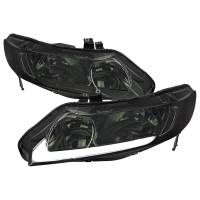 Spec'D Tuning Products - Spec-D 2006-2011 Honda Civic 4DR Sedan Factory Style Headlights w/ LED Strip (Chrome Housing/Smoke Lens) - Image 1