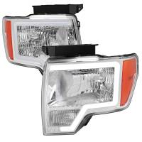 Spec'D Tuning Products - Spec-D 2009-2014 Ford F-150 LED Bar Factory Style Headlights with Amber Reflectors (Chrome Housing/Clear Lens) - Image 1