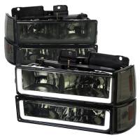 Spec'D Tuning Products - Spec-D 1994-1998 GMC C10/Sierra/Suburban/Yukon Factory Style Headlights w/LED Strip and Bumper & Corner Lights (Chrome Housing/Smoke Lens) - Image 1