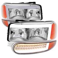 Spec'D Tuning Products - Spec-D 1999-2006 GMC Sierra Denali/2007 Sierra Classic Denali/2000-2006 Yukon/XL Denali Factory Style Headlights with LED Sequential Turn Signal Bumper Lights (Chrome Housing/Clear Lens) - Image 1