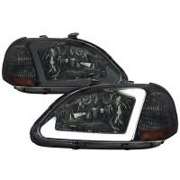Spec'D Tuning Products - Spec-D 1996-1998 Honda Civic Coupe/Sedan LED Bar Factory Style Headlights (Chrome Housing/Smoke Lens) - Image 1