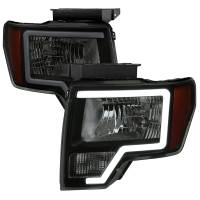 Spec'D Tuning Products - Spec-D 2009-2014 Ford F-150 LED Bar Factory Style Headlights with Amber Reflectors (Black Housing/Smoke Lens) - Image 1