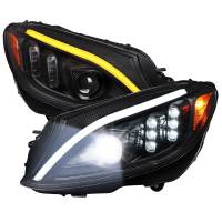Spec'D Tuning Products - Spec-D 2015-2018 Mercedes-Benz C-Class W205 Full LED Projector Headlights with Sequential Turn Signal (Matte Black Housing/Clear Lens) - Image 1