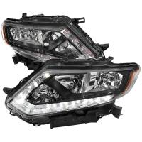 Spec'D Tuning Products - Spec-D 2014-2016 Nissan Rogue LED Strip Factory Style Headlights (Matte Black Housing/Clear Lens) - Image 1