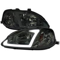 Spec'D Tuning Products - Spec-D 1999-2000 Honda Civic Coupe/Sedan LED Bar Factory Style Headlights (Chrome Housing/Smoke Lens) - Image 1