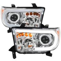 Spec'D Tuning Products - Spec-D 2007-2013 Toyota Tundra/2008-2017 Sequoia Retro Style LED Tube Projector Headlights with LED Turn Signals (Chrome Housing/Clear Lens) - Image 1