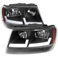Spec'D Tuning Products - Spec-D 1999-2004 Jeep Grand Cherokee Factory Style Dual LED Bar Headlights (Matte Black Housing/Clear Lens) - Image 1