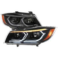 Spec'D Tuning Products - Spec-D 2006-2011 BMW E90 3 Series Sedan 3D Iced LED Dual Projector Headlights (Matte Black Housing/Clear Lens) - Image 1