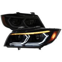 Spec'D Tuning Products - Spec-D 2006-2011 BMW E90 3 Series Sedan 3D Iced LED Dual Projector Headlights (Matte Black Housing/Smoke Lens) - Image 1