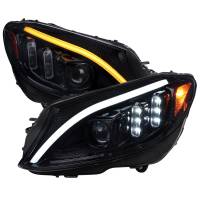 Spec'D Tuning Products - Spec-D 2015-2018 Mercedes-Benz C-Class W205 Switchback Sequential Turn Signal Projector Headlights (Glossy Black Housing/Light Smoke Lens) - Image 1