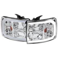 Spec'D Tuning Products - Spec-D 2007-2013 Chevrolet Silverado 1500/ 2007-2014 Silverado 2500HD 3500HD LED C-Bar Factory Style Headlights w/ Amber Reflector (Chrome Housing/Clear Lens) - Image 1