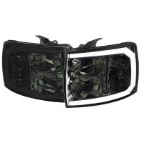 Spec'D Tuning Products - Spec-D 2007-2013 Chevrolet Silverado 1500/ 2007-2014 Silverado 2500HD 3500HD LED C-Bar Factory Style Headlights w/ Amber Reflector (Chrome Housing/Smoke Lens) - Image 1