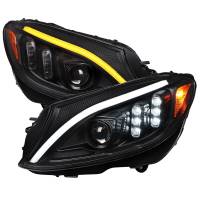 Spec'D Tuning Products - Spec-D 2015-2018 Mercedes-Benz C-Class W205 Switchback Sequential Turn Signal Projector Headlights (Matte Black Housing/Clear Lens) - Image 1