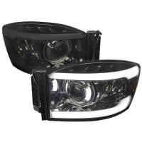 Spec'D Tuning Products - Spec-D 2006-2008 Dodge RAM 1500/ 2006-2009 Dodge RAM 2500/3500 LED Tube Projector Headlights (Chrome Housing/Smoke Lens) - Image 1