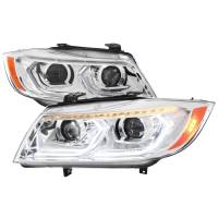 Spec'D Tuning Products - Spec-D 2006-2011 BMW E90 3 Series Sedan 3D Iced LED Dual Projector Headlights (Chrome Housing/Clear Lens) - Image 1
