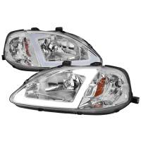 Spec'D Tuning Products - Spec-D 1999-2000 Honda Civic Coupe/Sedan LED Bar Factory Style Headlights (Chrome Housing/Clear Lens) - Image 1