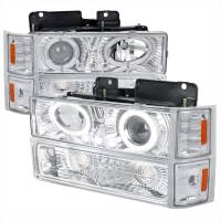 Spec'D Tuning Products - Spec-D 1994-1998 Chevrolet C/K 1500 2500/Tahoe Dual Halo Projector Headlights With Bumper and Corner Signal Lights (Chrome Housing/Clear Lens) - Image 1
