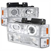 Spec'D Tuning Products - Spec-D 1994-1999 GMC C/K C10 Sierra Dual Halo Projector Headlights With Bumper and Corner Signal Lights (Chrome Housing/Clear Lens) - Image 1