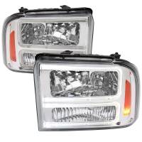 Spec'D Tuning Products - Spec-D 2005-2007 Ford F-250/F-350/F-450/F-550 Super Duty Dual LED C-Bar Factory Style Headlights (Chrome Housing/Clear Lens) - Image 1