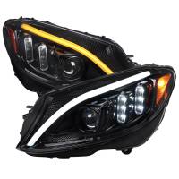 Spec'D Tuning Products - Spec-D 2015-2018 Mercedes-Benz C-Class W205 Switchback Sequential Turn Signal Projector Headlights (Jet Black Housing/Clear Lens) - Image 1