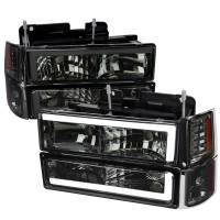Spec'D Tuning Products - Spec-D 1994-1998 Chevrolet C10 C/K Tahoe Suburban LED Tube Factory Headlights with Corner Signal Bumper Lights (Chrome Housing/Smoke Lens) - Image 1