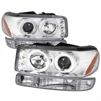 Spec'D Tuning Products - Spec-D 1999-2006 GMC Sierra/Yukon XL/SLT Dual Halo Projector Headlights & Bumper Lights (Chrome Housing/Clear Lens) - Image 1