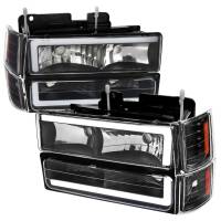 Spec'D Tuning Products - Spec-D 1994-1998 Chevrolet C10 C/K Tahoe Suburban LED Tube Factory Headlights with Corner Signal Bumper Lights (Matte Black Housing/Clear Lens) - Image 1