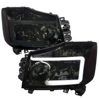 Spec'D Tuning Products - Spec-D 2004-2015 Nissan Titan / 2004-2007 Armada LED Bar Factory Headlights (Chrome Housing/Smoke Lens) - Image 1