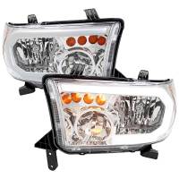 Spec'D Tuning Products - Spec-D 2007-2013 Toyota Tundra/2008-2017 Sequoia Headlights LED Tube Factory Style Headlights with LED Turn Signal (Chrome Housing/Clear Lens) - Image 1