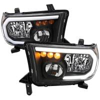 Spec'D Tuning Products - Spec-D 2007-2013 Toyota Tundra/2008-2017 Sequoia Headlights LED Tube Factory Style Headlights with LED Turn Signal (Matte Black Housing/Clear Lens) - Image 1