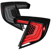 Spec'D Tuning Products - Spec-D 2017-2021 Honda Civic Hatchback Sequential Turn Signal LED Tail Lights (Black Housing/Smoke Lens) - Image 1