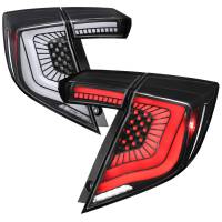 Spec'D Tuning Products - Spec-D 2017-2021 Honda Civic Hatchback Sequential Turn Signal LED Tail Lights (Matte Black Housing/Clear Lens) - Image 1