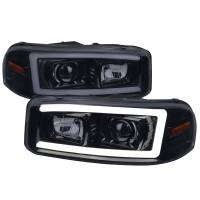 Spec'D Tuning Products - Spec-D 2000-2006 GMC Sierra/Denali/Yukon LED Strip Projector Headlights (Glossy Black Housing/Smoke Lens) - Image 1