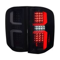 Spec'D Tuning Products - Spec-D 2007-2013 Chevrolet Silverado 1500/ 2007-2014 Silverado 2500HD/3500HD LED Tail Lights with White LED Bar (Glossy Black Housing/Dark Smoke Lens) - Image 1