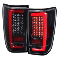 Spec'D Tuning Products - Spec-D 2004-2015 Nissan Titan LED Tail Lights with Red LED Tube (Jet Black Housing/Clear Lens) - Image 1