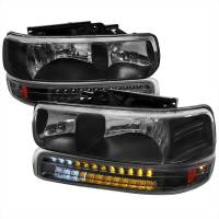 Spec'D Tuning Products - Spec-D 1999-2002 Chevrolet Silverado/ 2000-2006 Suburban/Tahoe Factory Style Headlights with LED Bumper Corner Signal Lights (Matte Black Housing/Clear Lens) - Image 1