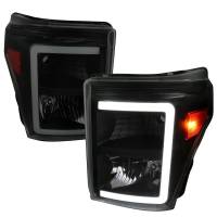 Spec'D Tuning Products - Spec-D 2011-2016 Ford F-250/F-350/F-450/F-550 Super Duty LED C-Bar Factory Style Headlights (Black Housing/Smoke Lens) - Image 1