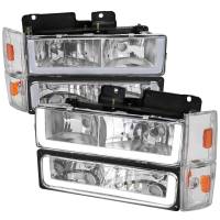 Spec'D Tuning Products - Spec-D 1988-1993 Chevrolet/GMC C10 C/K Sierra Tahoe LED Tube Factory Style Headlights with Bumper & Corner Lights (Chrome Housing/Clear Lens) - Image 1