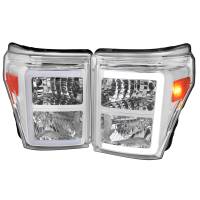 Spec'D Tuning Products - Spec-D 2011-2016 Ford F-250/F-350/F-450/F-550 Super Duty LED C-Bar Factory Style Headlights (Chrome Housing/Clear Lens) - Image 1