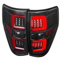 Spec'D Tuning Products - Spec-D 2009-2014 Ford F-150 LED Tail Lights with Red LED Bar (Matte Black Housing/Clear Lens) - Image 1