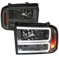 Spec'D Tuning Products - Spec-D 2005-2007 Ford F-250/F-350/F-450/F-550 Super Duty Dual LED C-Bar Factory Style Headlights (Chrome Housing/Smoke Lens) - Image 1