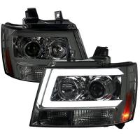 Spec'D Tuning Products - Spec-D 2007-2013 Chevrolet Avalanche/ 2007-2014 Tahoe Suburban LED C-Bar Projector Headlights (Chrome Housing/Smoke Lens) - Image 1