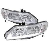 Spec'D Tuning Products - Spec-D 2006-2011 Honda Civic 4DR Sedan Factory Style Headlights w/ LED Strip (Chrome Housing/Clear Lens) - Image 1