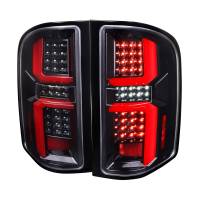 Spec'D Tuning Products - Spec-D 2007-2013 Chevrolet Silverado 1500/ 2007-2014 Silverado 2500HD/3500HD LED Tail Lights with Red LED Bar (Jet Black Housing/Clear Lens) - Image 1