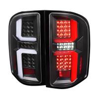 Spec'D Tuning Products - Spec-D 2007-2013 Chevrolet Silverado 1500/ 2007-2014 Silverado 2500HD/3500HD LED Tail Lights with White LED Bar (Matte Black Housing/Clear Lens) - Image 1